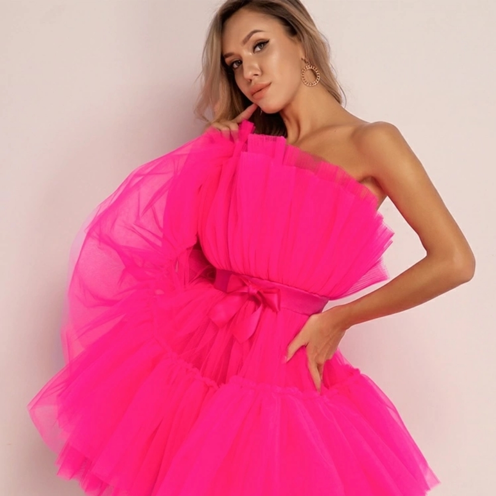 NWOT SHEIN Pink Bow Front Tulle Tutu Dress